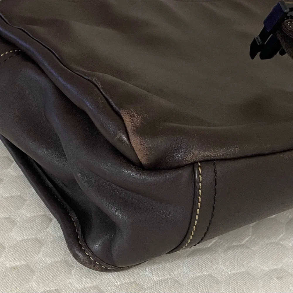 Y2K COACH • Lenox Brief Brown Leather Messenger Journalist Crossbody • 70105